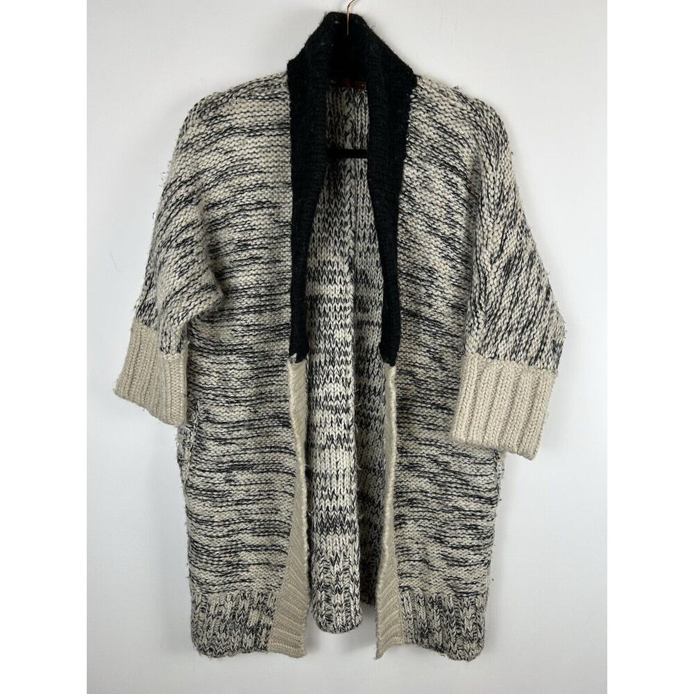 Alpaca‎ Wool Blend Thick Heavy Open Cardigan Women's TEA Size Small Elbow Sleeve